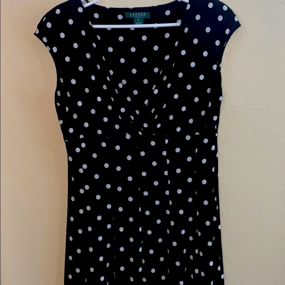 Ralph Lauren Size 12 black & white polka dot dress